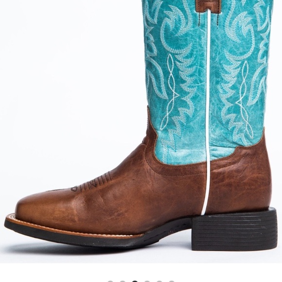 RANK45 Women's Brown and Teal Heeled Boots - Picture 5 of 10